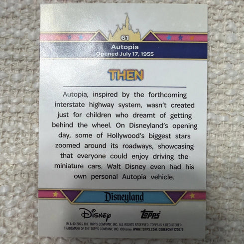 2025 Topps Disneyland 70th Anniversay Autopia #61 Pink Shimmer