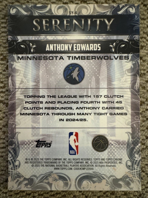 Topps Chrome 2025-26 Anthony Edwards Serenity Insert #SY-4 Timberwolves