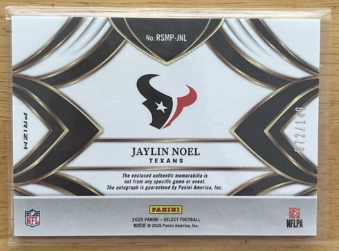 2025 Panini Select - Rookie Signature Memorabilia Jaylin Noel #RSMP-JNL Blue...