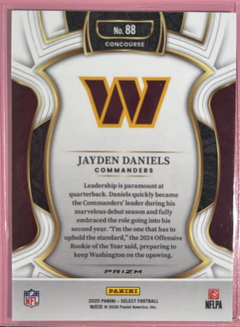 2025 Panini Select - Jayden Daniels Concourse Blue and Red Prizm Shock #88