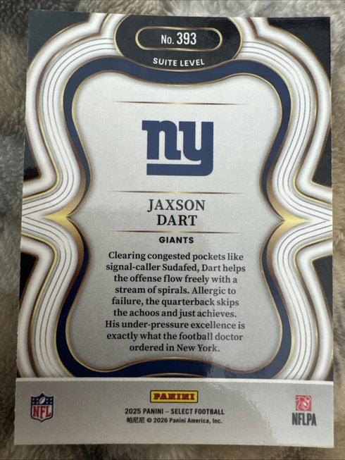 Jaxson Dart 2025 Panini Select Suite Level RC #393 Giants