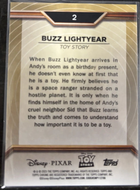 2025 Topps Chrome Pixar Gold Buzz Lightyear Prism Etch /100 #2