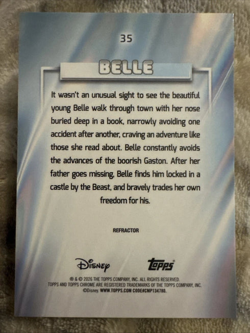 2026 Topps Chrome Disney Belle Refractor #35 Beauty And The Beast