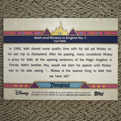 Walt Mickey Engine 1 2025 Topps Disneyland 70th Anniversary AQAU DOTS /150 91