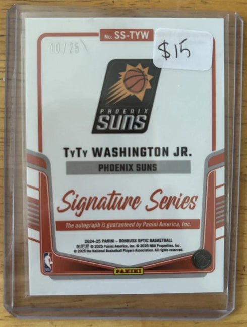 2024 Donruss Optic Signature Series Pink Prizm /25 TyTy Washington Jr Auto