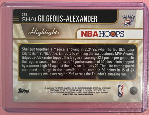 2026 Topps NBA Hoops SGA - MVP - Highlights Rainbow Foil #268
