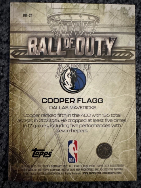 2025-26 Topps Chrome - Ball of Duty Cooper Flagg #BD-21 (RC)