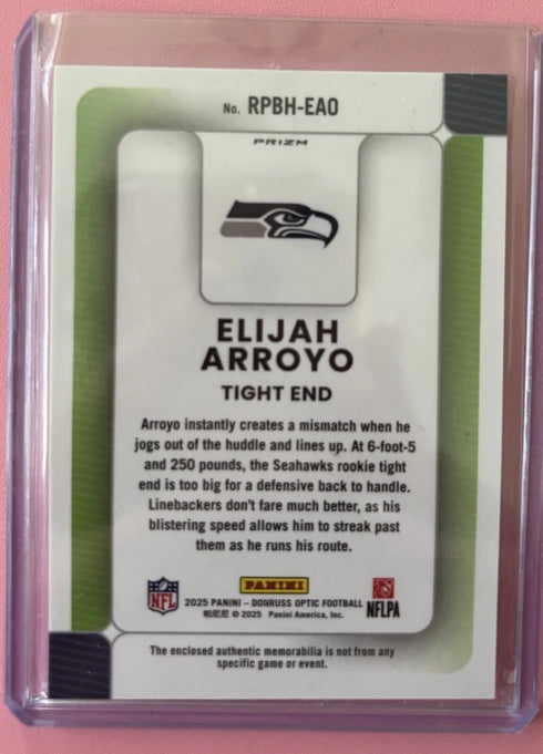 Panini Donruss Optic Elijah Arroyo RPBH-EAO Seahawks Rookie Phenom Patch