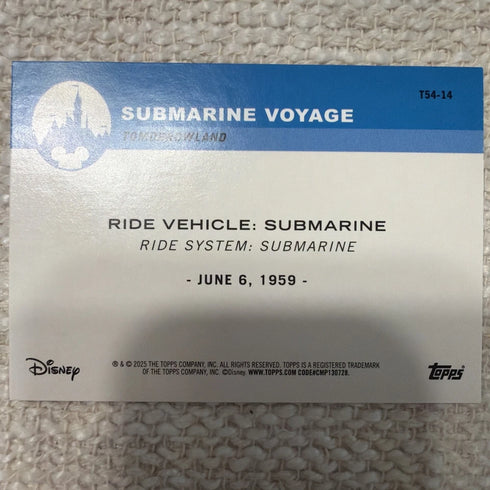 2025 Topps Disneyland 70th SUBMARINE Disneyland On Wheels #T54-14 Foil
