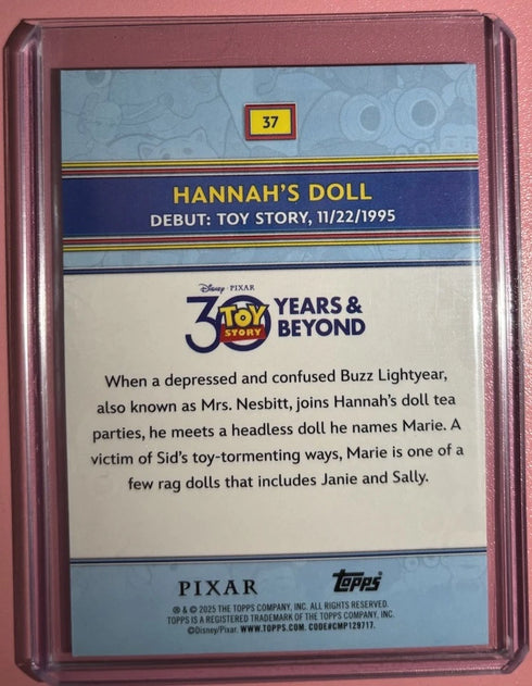 2025 Topps 30 Years Of Toy Story Hannah's Doll #37 Base /199