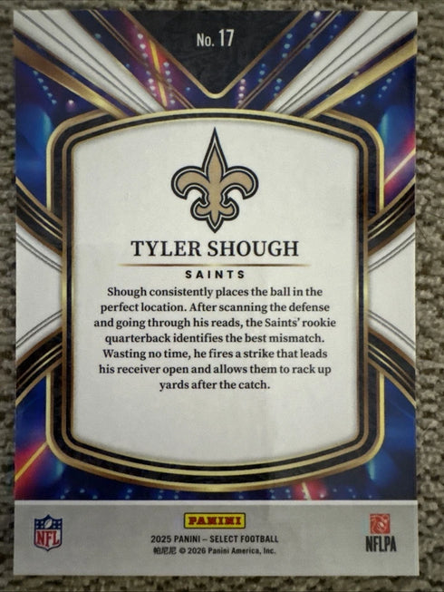 2025 Panini Select Future Tyler Shough #17 RC - Saints