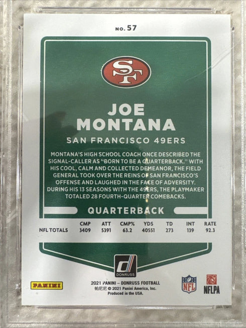 2021 Panini Donruss - Joe Montana #57 Press Proof Auto Grade GEM MINT 10