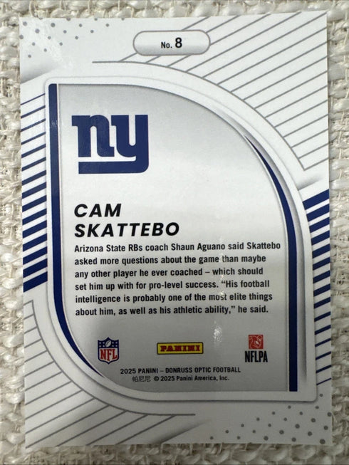 2025 Panini Donruss Optic - Hidden Potential Cam Skattebo #8 Black Pandora Prizm