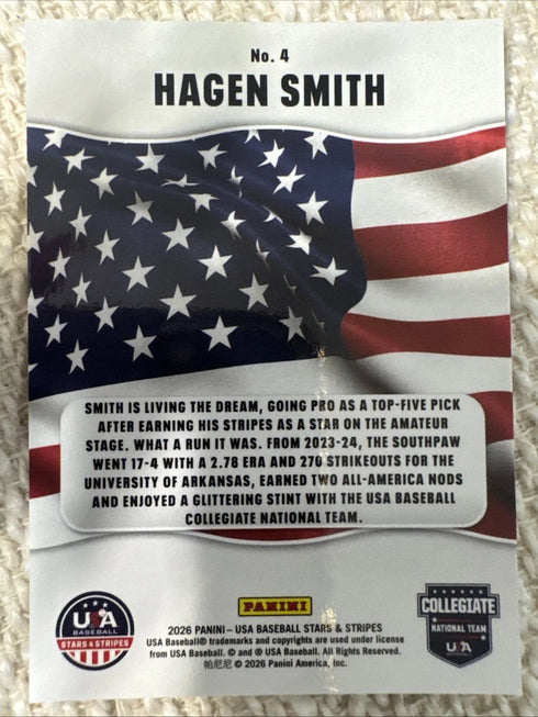 2026 Panini Stars & Stripes Prizm - All-American Hagen Smith #4 (RC)