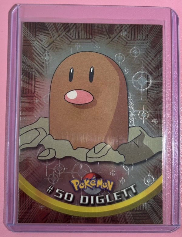 1999 Topps Pokemon TV Animation DIGLETT #50 Texture Holo Silver Foil Black Logo