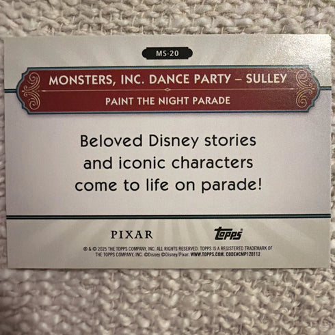 2025 Topps Disneyland 70th Ann Silver Screen To Main Street MS-20 Monsters Inc