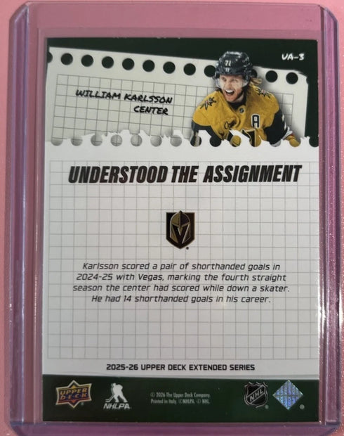 25-26 UD Extended Series Hockey Understood The Assignment UA-3 William Karlsson