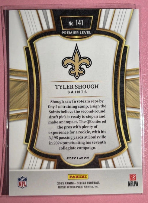 2025 Panini Select - Premier Level Tyler Shough #141 Black & Green Shock Prizm