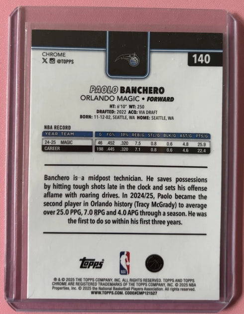 2025-26 Topps Chrome Paolo Banchero Green Wave REFRACTOR /99 Magic
