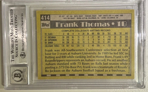 Topps 1990 Frank Thomas Chicago White Sox RC Draft Pick Auto Beckett 10 #414