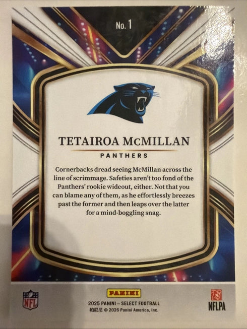 Panini 2025 Select Future RC Tetairoa McMillan #1 Silver Prizm Rookie Panthers