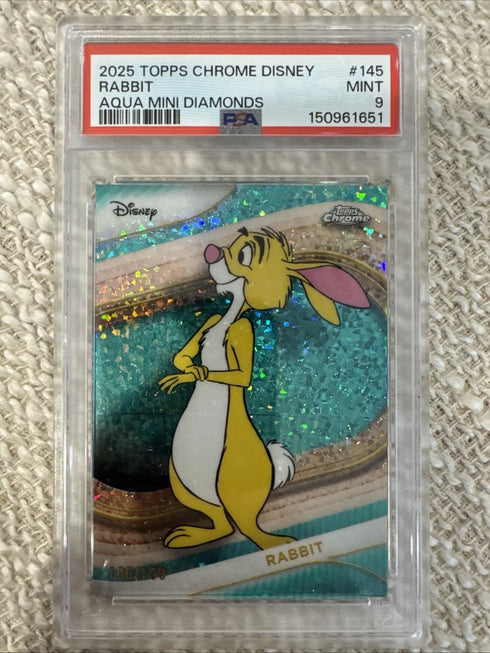 2025 Topps Chrome Disney Rabbit #145 Aqua Mini Diamonds #145 /199 PSA 9