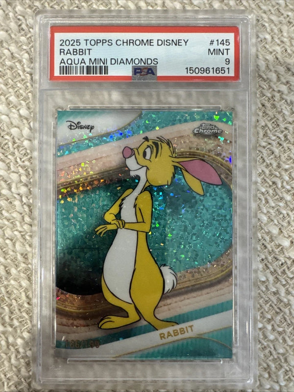 2025 Topps Chrome Disney Rabbit #145 Aqua Mini Diamonds #145 /199 PSA 9