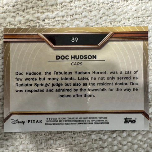 2025 Topps Pixar Gold Doc Hudson Cars Refractor #39