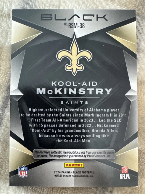 Kool-Aid McKinstry 2024 Panini Black Football Rookie Auto Relic RPA /60 Saints