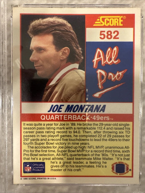 Joe Montana Signed 1990 Score #582 All Pro PSA 84452068 GM MT 10 AUTO