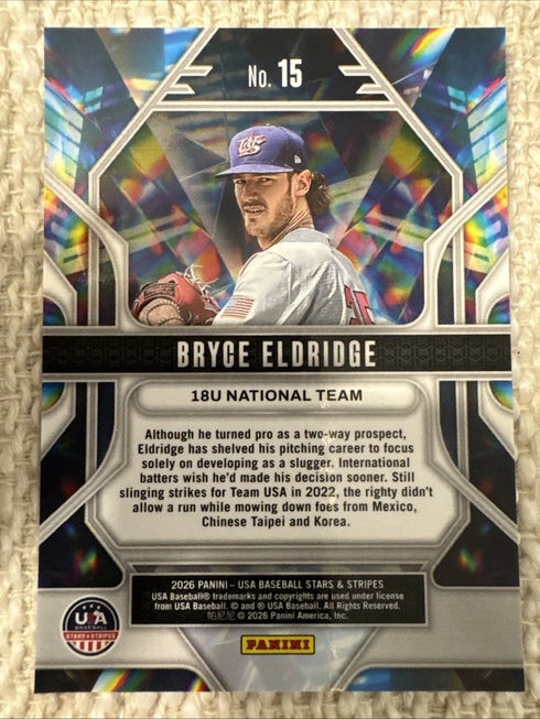 2026 Panini Stars & Stripes Prizm USA Baseball #15 Bryce Eldridge Prizmatic