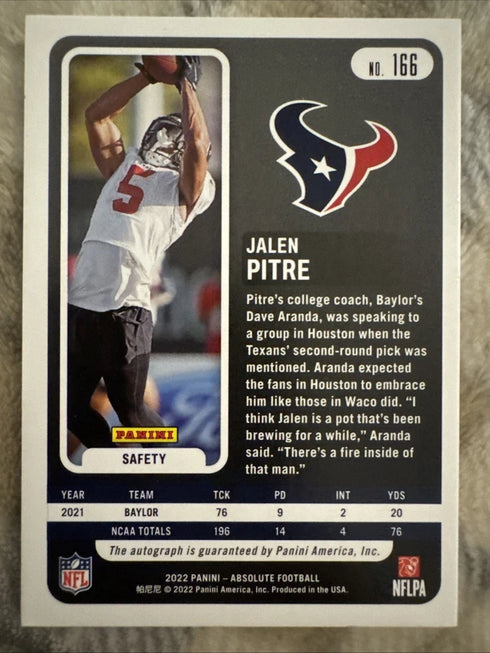 2022 Panini Absolute - Rookies Jalen Pitre #166 Orange Spectrum Signatures