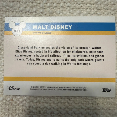 2025 Topps Disneyland 70th Anniversary Walt Disney 1955 Disneyland Icons #T55-1
