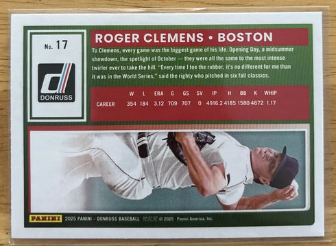 2025 Panini Donruss Roger Clemens #17 Liberty Red Sox