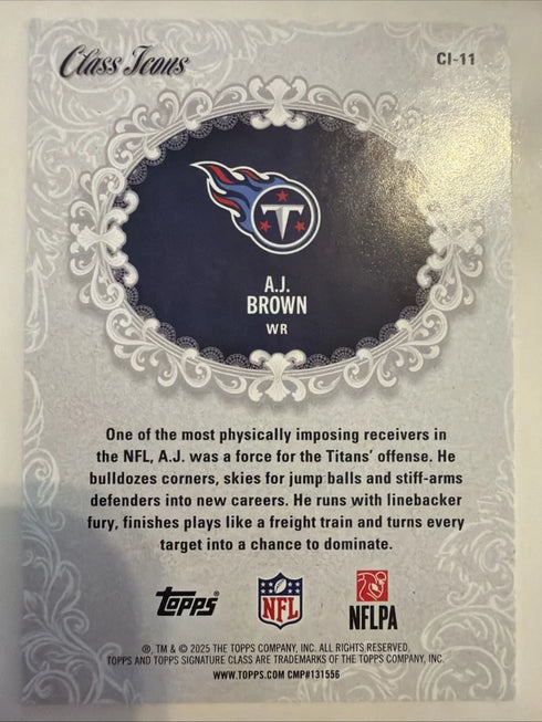 A.J. Brown 2025 Topps Signature Class Class Icons #CI-11 Tennessee Titans