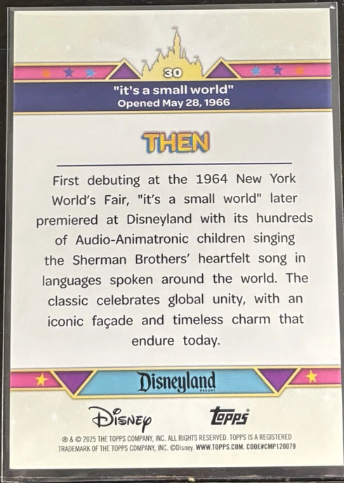 Topps Disneyland 70th Anniversary “It’s a Small World” Gold /50