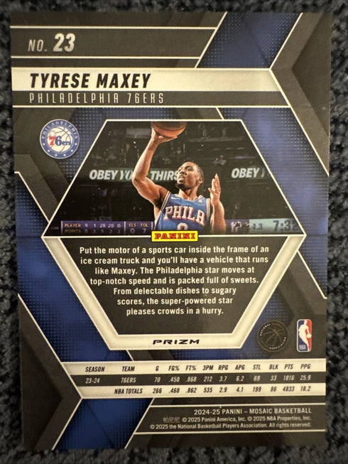 2024-25 Panini Mosaic Prizm Tyrese Maxey #23 Philadelphia 76ers NBA Card