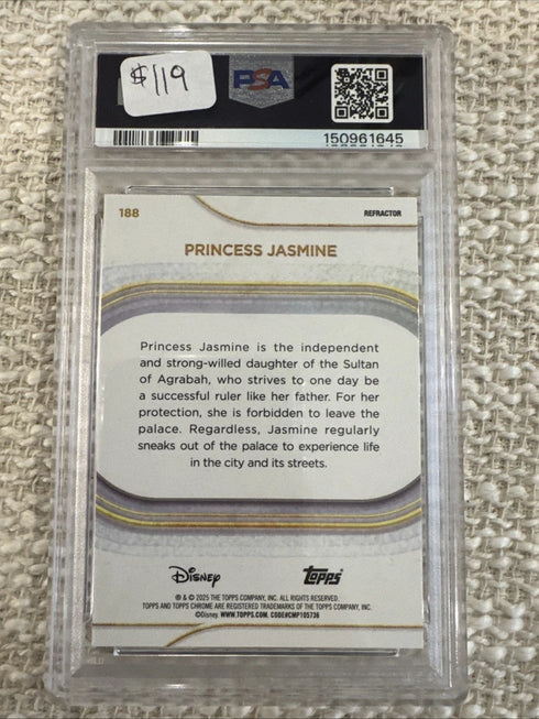 2025 Topps Chrome Disney Princess Jasmine #188 Refractor PSA 9