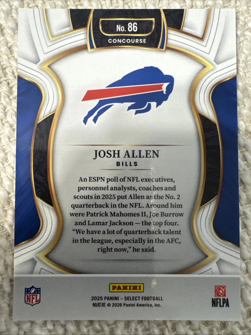 Panini 2025 Select Josh Allen #86 Concourse Buffalo Bills NFL Football Card
