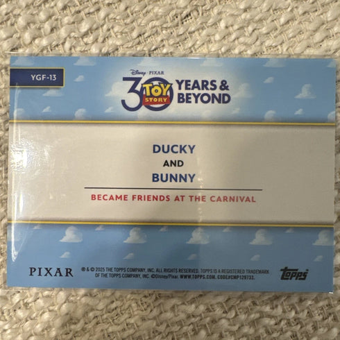 2025 Topps 30 Years Of Toy Story Ducky & Bunny You've Got A Friend In Me /99