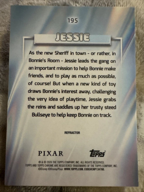 2026 Pixar Toy Story Topps Chrome Pixar Jessie #195 Refractor
