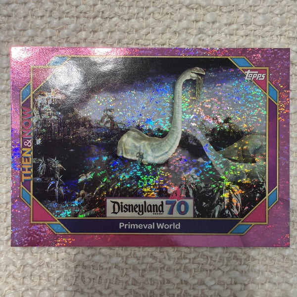 2025 Topps Disneyland 70th Anniversary Primeval World #7 Pink Foil