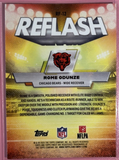 Topps 2025 Topps Finest Reflash Rome Odunze #RF-12 Bears NFL Refractor