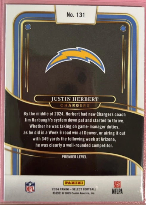 Panini 2024 Select Premier Level Base Justin Herbert #131 Chargers NFL Card