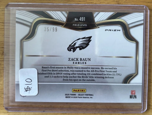 2025 Panini Select - Field Level Zack Baun #491 RWB Prizm