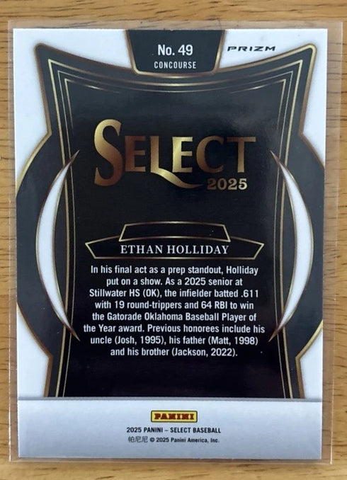2025 Panini Select #49 Ethan Holliday Ice Prizms