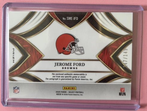 2025 Panini Select Jerome Ford Blue Prizm Patch Auto /149 #SME-JFD