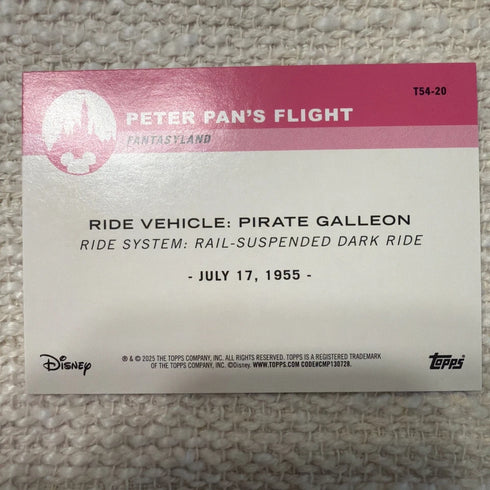 2026 Topps Disneyland 70th Anniversary Pirate Galleon Peter Pan’s Flight #T54-20