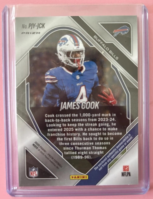 2025 Panini Prizm - Premier Jersey James Cook #PJY-JCK Neon Green Pulsar Prizm