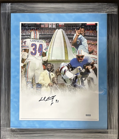 Houston Oilers Earl Campbell Signed / Inscr 16x20 Framed Photo Collage